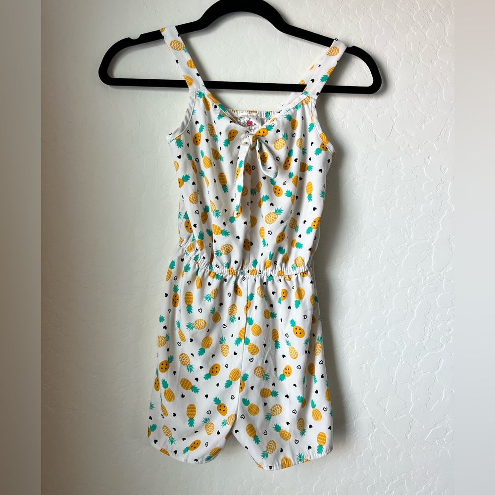 Girl’s White and Pineapple print Romper